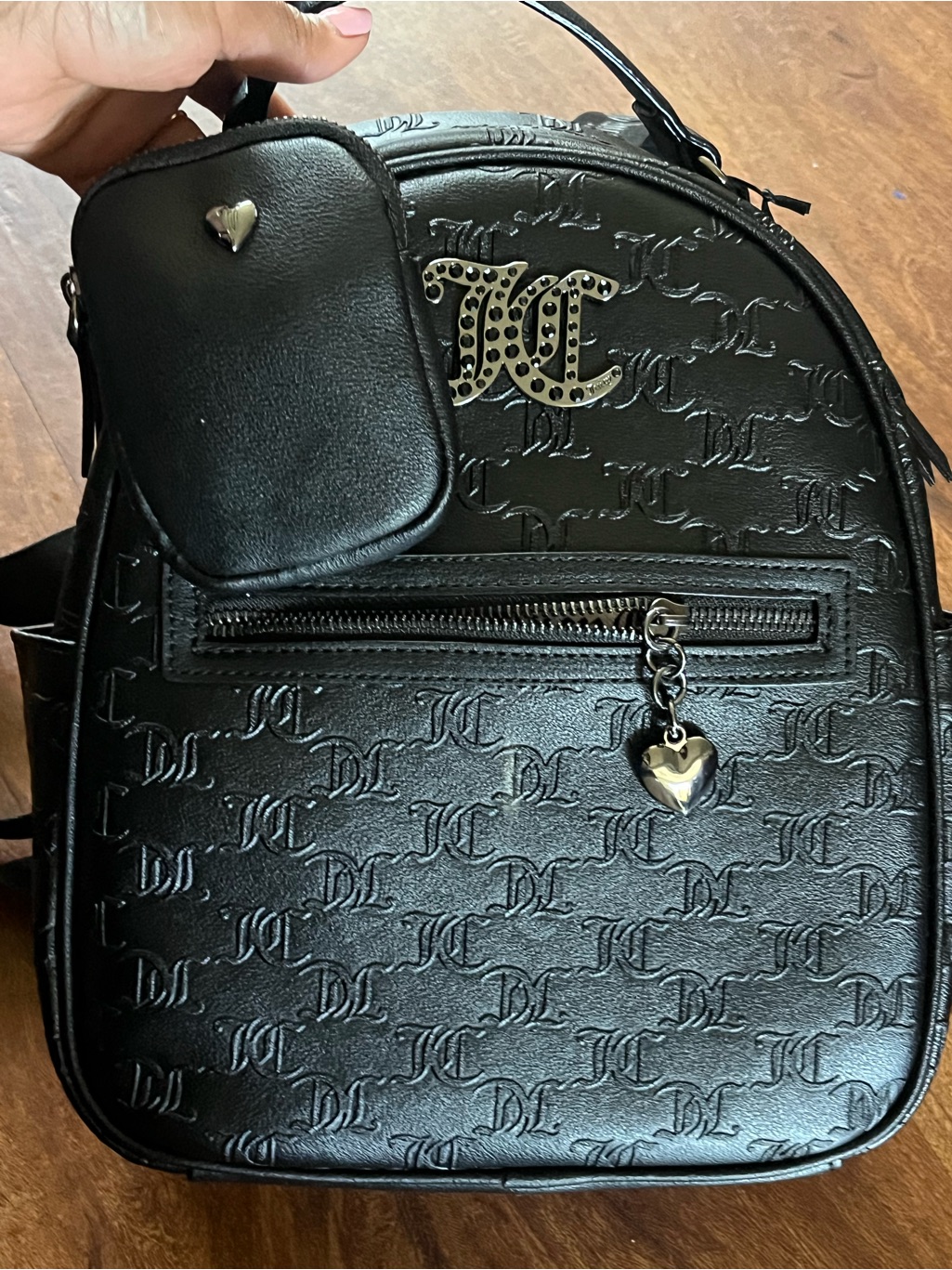 Juicy Couture "All About That Bling" 2pc Black Backpack & Removable Pouch Nwot